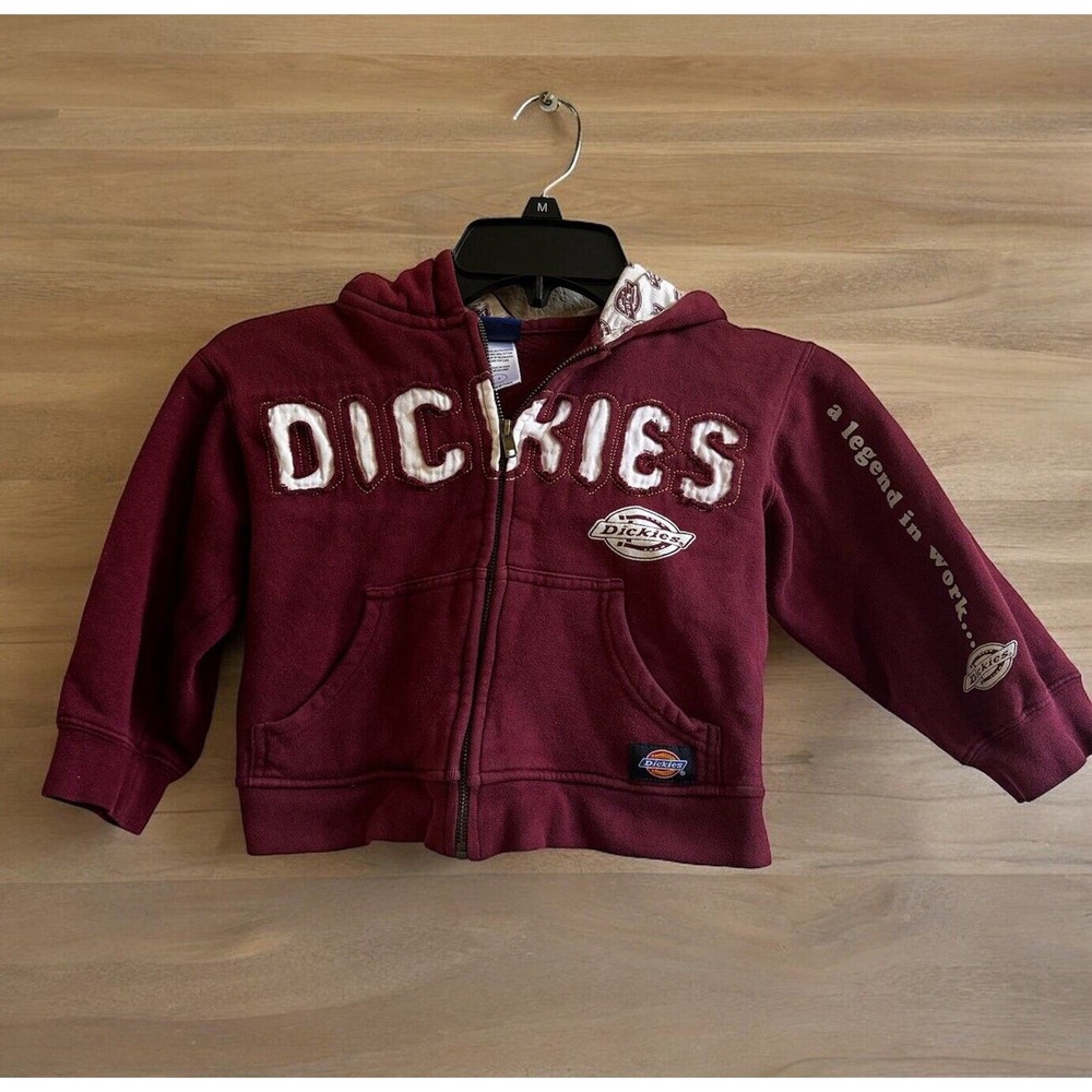 Vintage Kids Burgundy Dickies Hooded Sweatshirt Small Boys Size 4